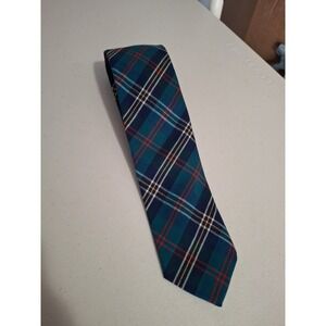 Vtg Pendleton Neck Tie 100% Virgin Wool Tartan Plaid Made in the USA Green Blue
